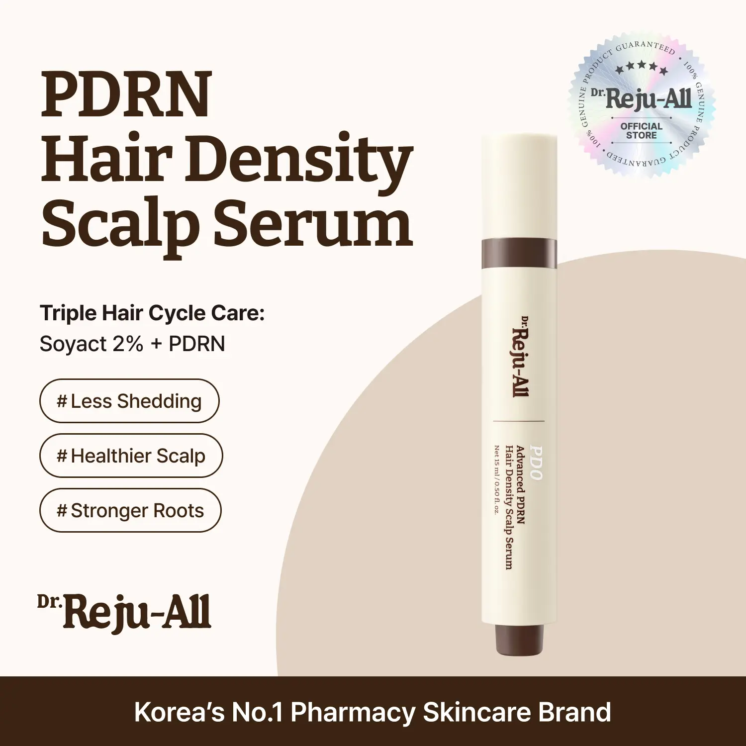 Dr.Reju-All Advanced PDRN Hair Density Scalp Serum โ Korean Scalp Skincare for Healthy Scalp and Root Volume with Exosome & Soyact โ Scalp Scrub Care for Flake-Prone Hair โ 0.5 Fl Oz